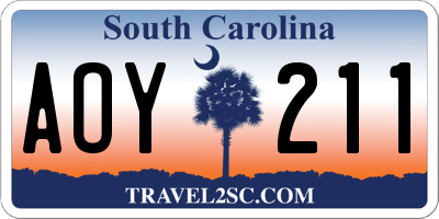 SC license plate AOY211