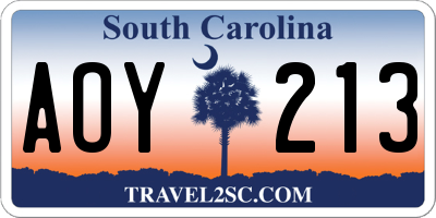 SC license plate AOY213
