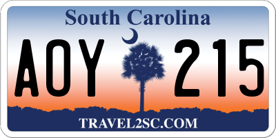 SC license plate AOY215