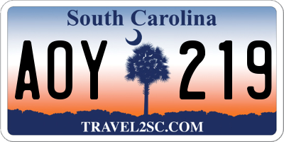 SC license plate AOY219