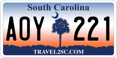 SC license plate AOY221