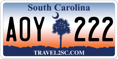 SC license plate AOY222