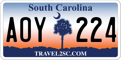 SC license plate AOY224