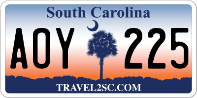 SC license plate AOY225