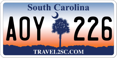 SC license plate AOY226