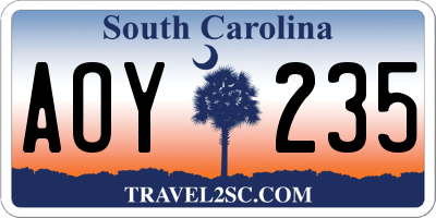 SC license plate AOY235