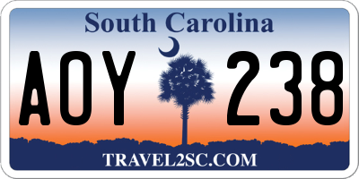 SC license plate AOY238