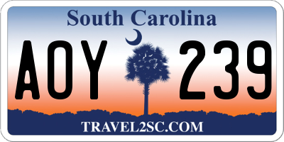 SC license plate AOY239