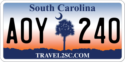 SC license plate AOY240