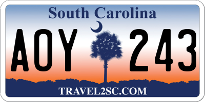 SC license plate AOY243