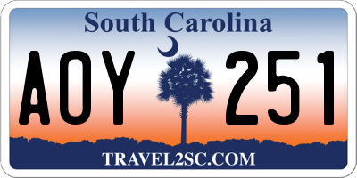 SC license plate AOY251
