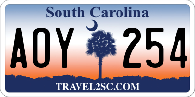 SC license plate AOY254