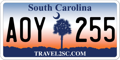 SC license plate AOY255