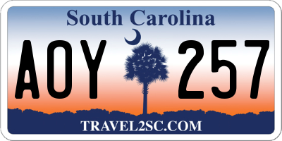 SC license plate AOY257
