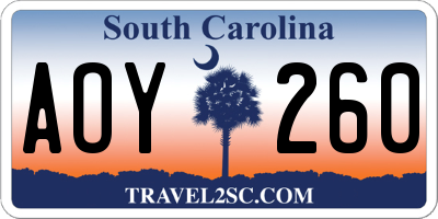 SC license plate AOY260