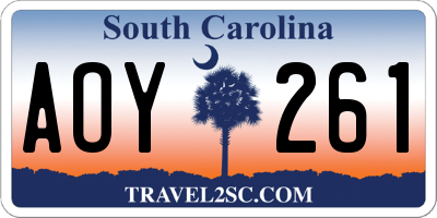 SC license plate AOY261