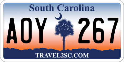 SC license plate AOY267