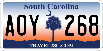 SC license plate AOY268
