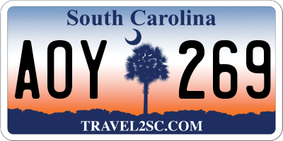 SC license plate AOY269