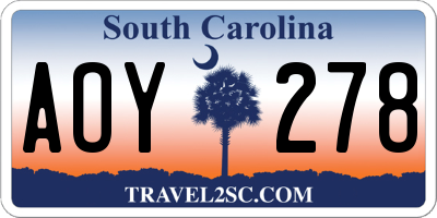 SC license plate AOY278