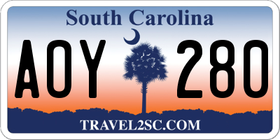 SC license plate AOY280