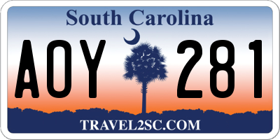 SC license plate AOY281