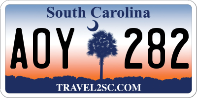 SC license plate AOY282