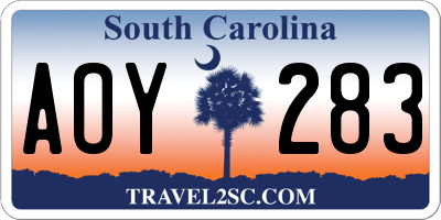 SC license plate AOY283