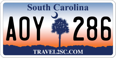 SC license plate AOY286