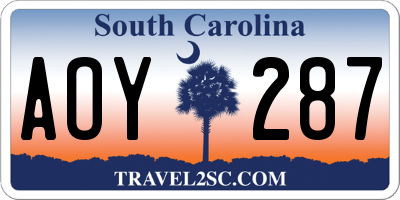 SC license plate AOY287