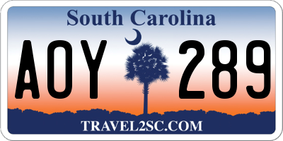 SC license plate AOY289