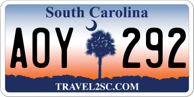 SC license plate AOY292