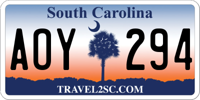 SC license plate AOY294