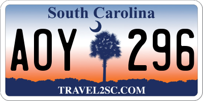 SC license plate AOY296
