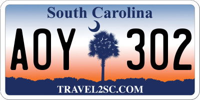 SC license plate AOY302