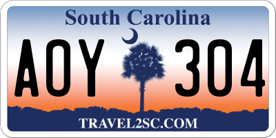 SC license plate AOY304
