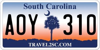 SC license plate AOY310