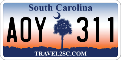 SC license plate AOY311