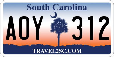 SC license plate AOY312