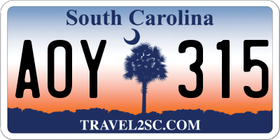 SC license plate AOY315