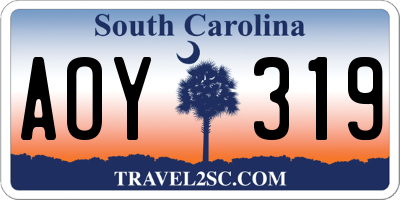 SC license plate AOY319