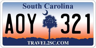 SC license plate AOY321