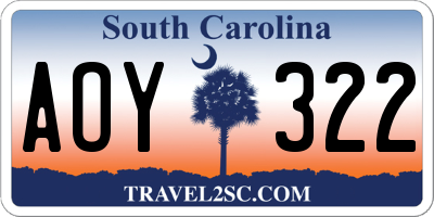 SC license plate AOY322