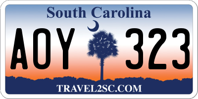 SC license plate AOY323