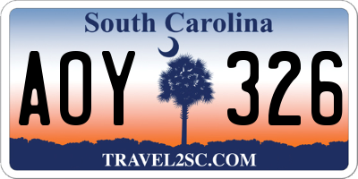 SC license plate AOY326