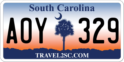 SC license plate AOY329