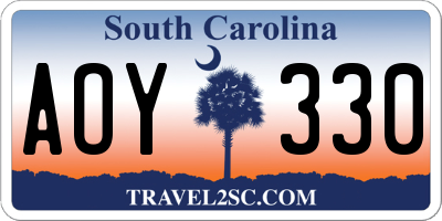SC license plate AOY330