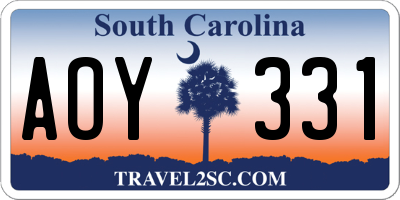 SC license plate AOY331
