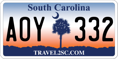 SC license plate AOY332