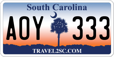 SC license plate AOY333